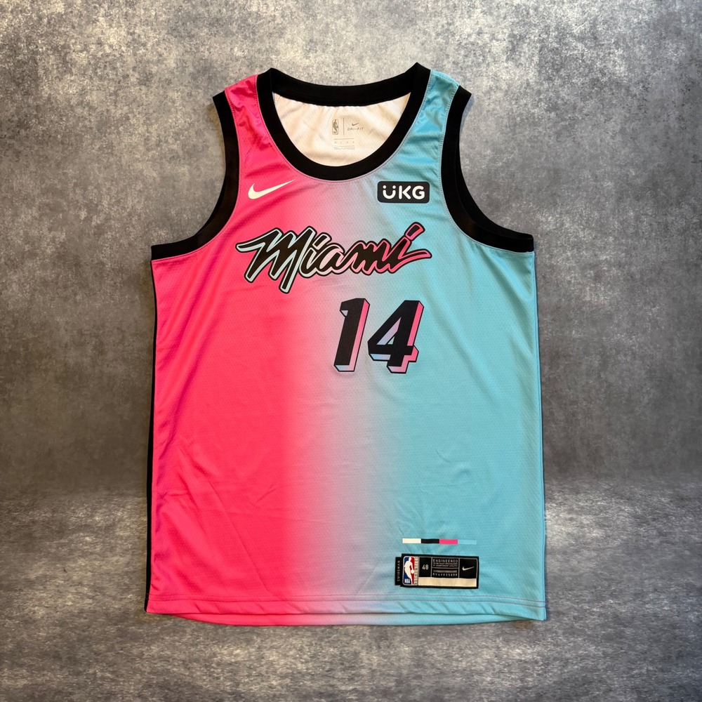 Nike Miami Heat Tyler Herro Vice City Edition Jersey‎ Pink Blue Mens 48 XL